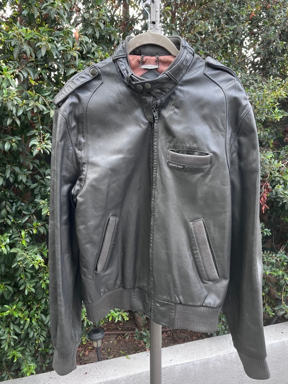 Vintage Members Only Leather Jacket Size 40 Black Gray Moto Bomber Made in Korea
